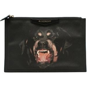 Givenchy Rottweiler Textured Coated  Zippered Pouch Clutch